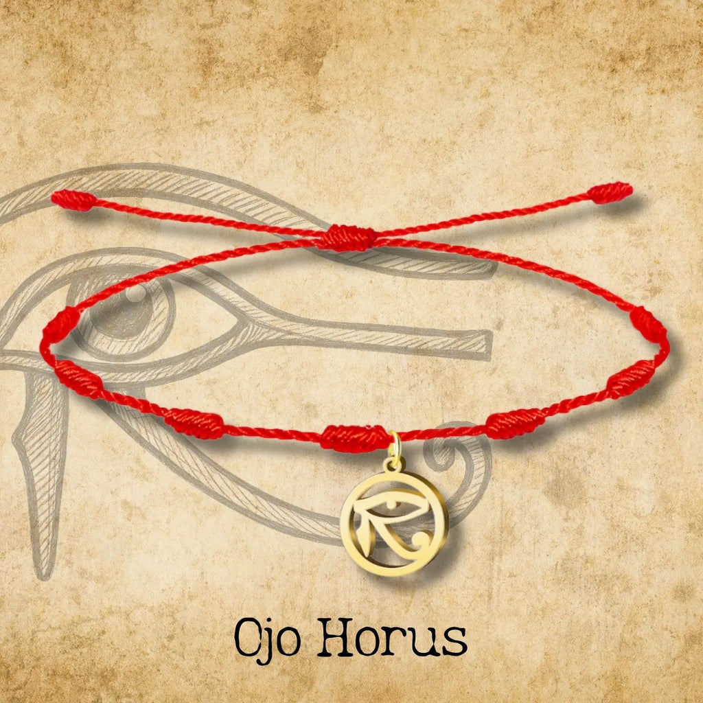 Pulsera 7 nudos con Ojo de Horus color Dorado - cotigo
