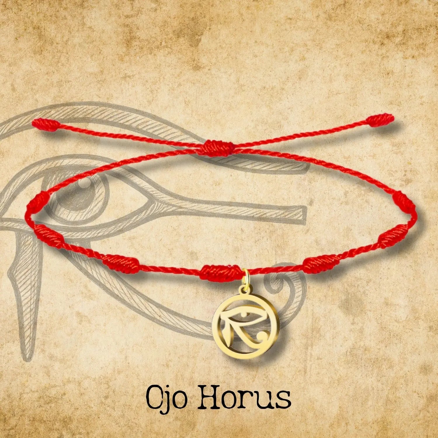 Pulsera 7 nudos con Ojo de Horus color Dorado - cotigo