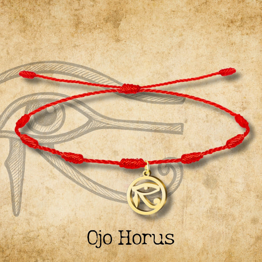 Pulsera 7 nudos con Ojo de Horus color Dorado