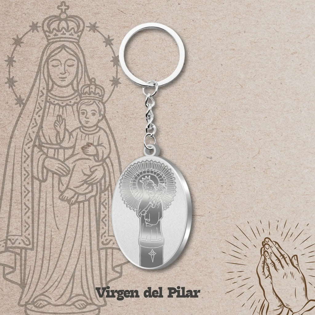 Llavero Virgen de Pilar Acero acabado