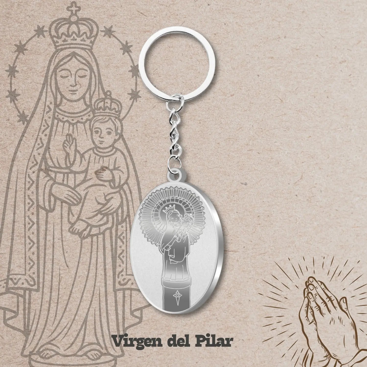 Llavero Virgen de Pilar Acero acabado