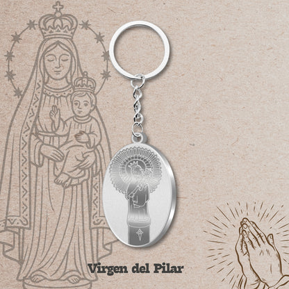 Llavero virgen pilar Acero Inoxidable