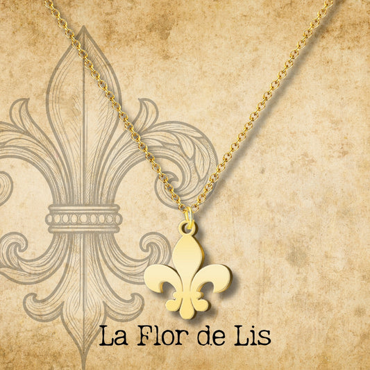 Colgante Flor de lis Acero Dorado