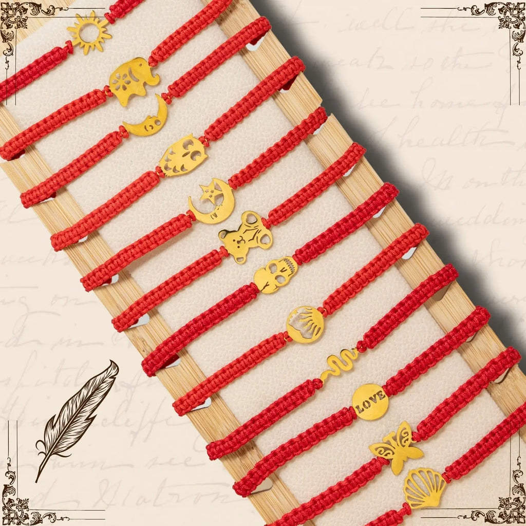 Pulsera Hilo Destino con Nudo Bruja Acero Dorado - cotigo
