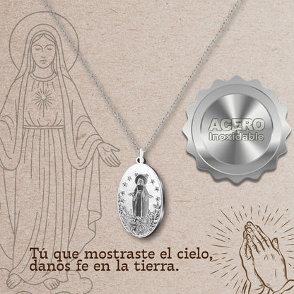 Colgante Acero VIRGEN DE FATIMA color Plateado