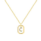 Collar con Colgante Letra Inicial Y Marco Bañado Oro de 14K