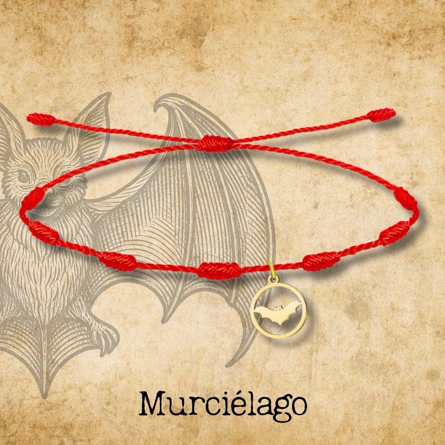 Pulsera 7 nudos con Murciélago de jaume Acero Dorado