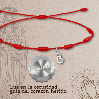 Pulsera 7 nudos con Virgen del Remedio Acero Plateado