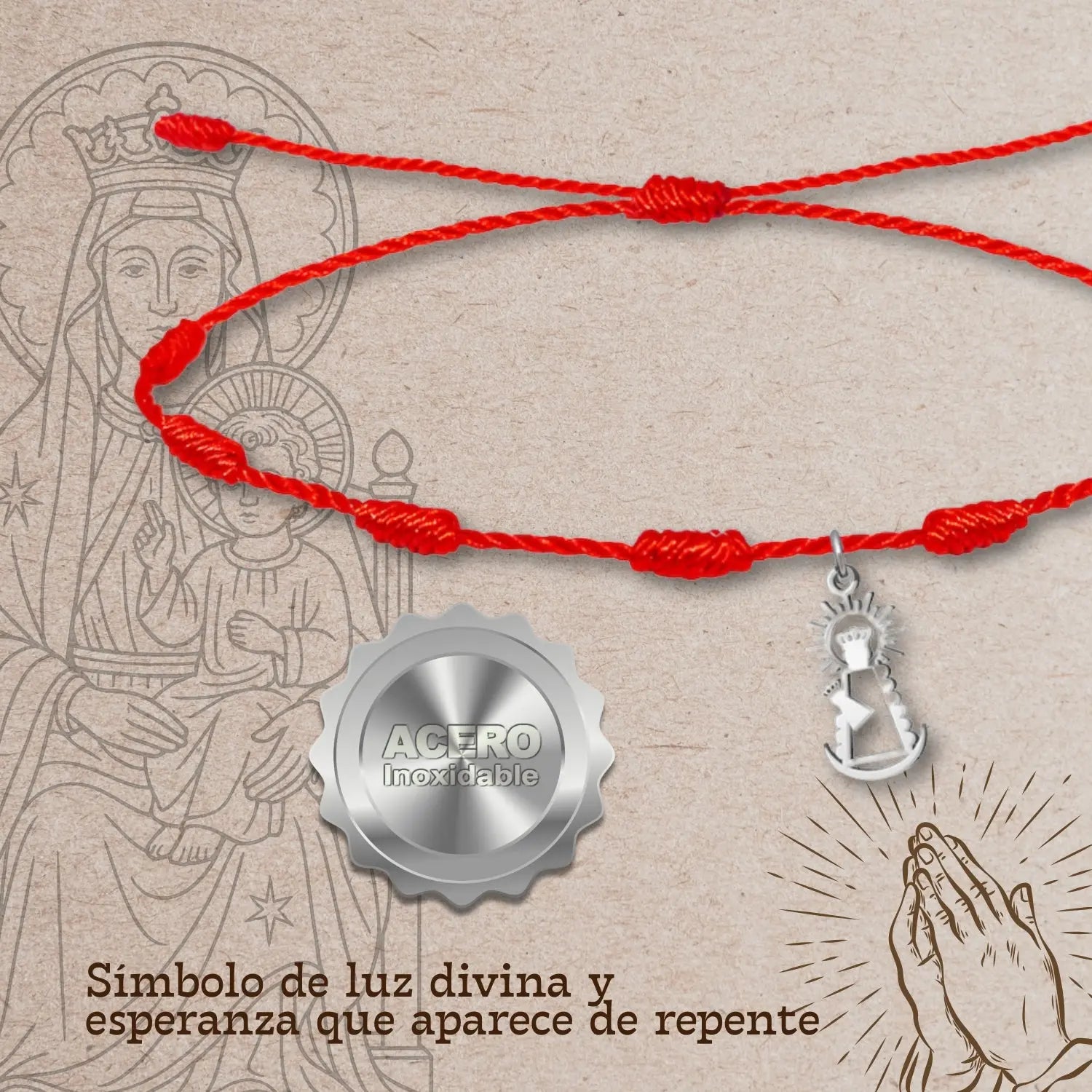 Pulsera 7 Nudos Virgen de la Bien Aparecida Acero Inoxidable - cotigo