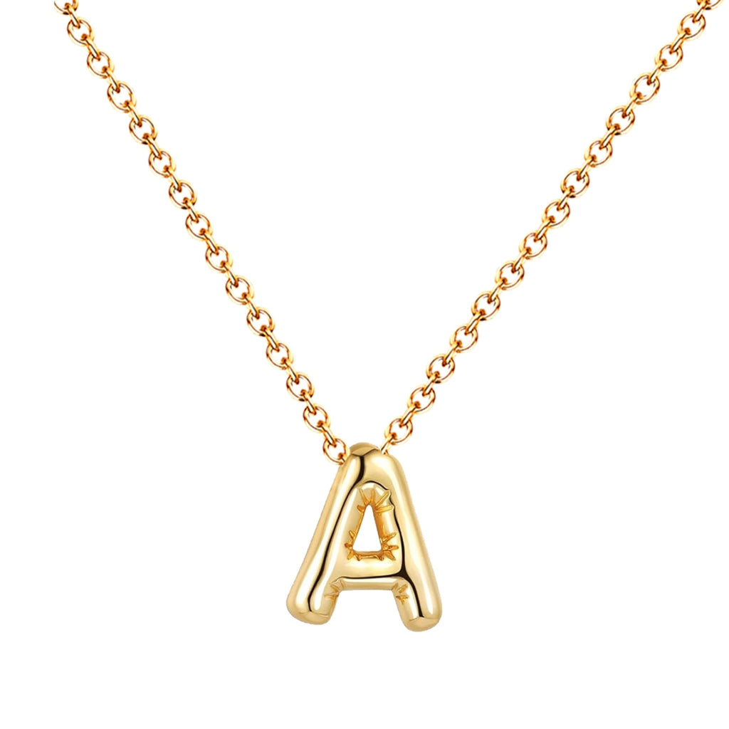 Collar Letra Inicial Estilo Globo Dorado 14K