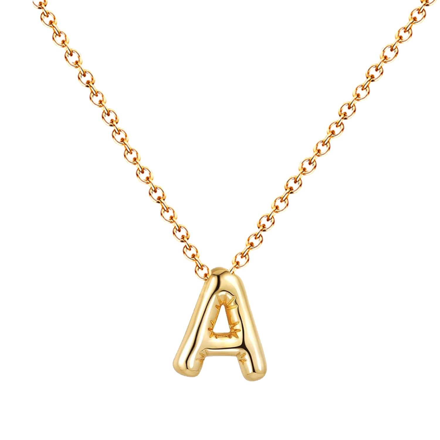 Collar Letra Inicial Estilo Globo Bañado de Oro 14k