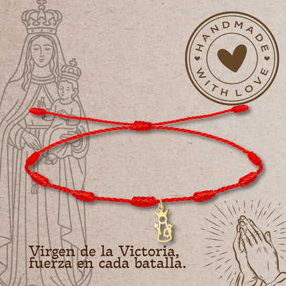 Pulsera 7 nudos con Virgen de la Victoria Acero Dorado