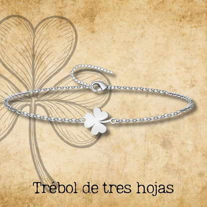 Pulsera Trébol de tres Hoja Acero plateado
