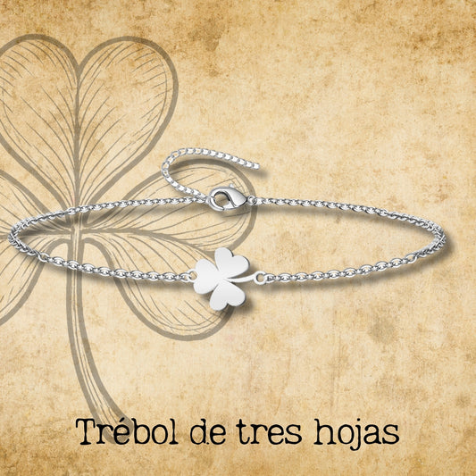 Pulsera Trébol de tres Hoja Acero plateado
