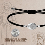 Pulsera Hilo Encerado con San José Obrero Acero Inoxidable cotigo