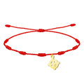 Pulsera de hilo rojo con 7 nudos de la suerte y amuleto de Cruz Celta dorada ajustable.