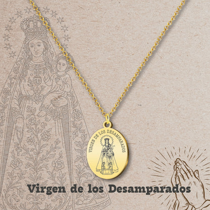 colgante Virgen de los desamparados Acero Dorado