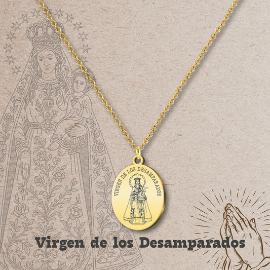 colgante Virgen de los desamparados Acero Dorado