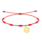 Pulsera de hilo rojo de 7 nudos con medalla dorada de San Judas Tadeo, amuleto de protección contra el mal de ojo.