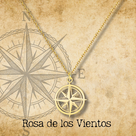 Colgante rosa de los vientos Acero dorado