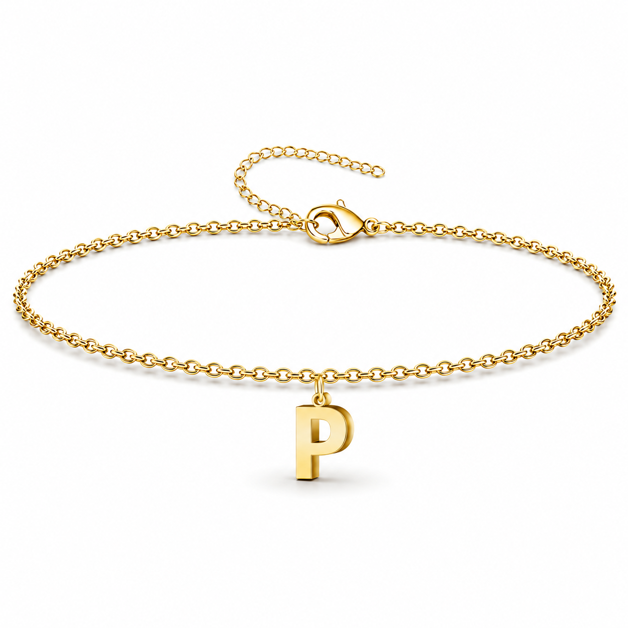 Pulsera con Colgante Letra Inicial en Acero