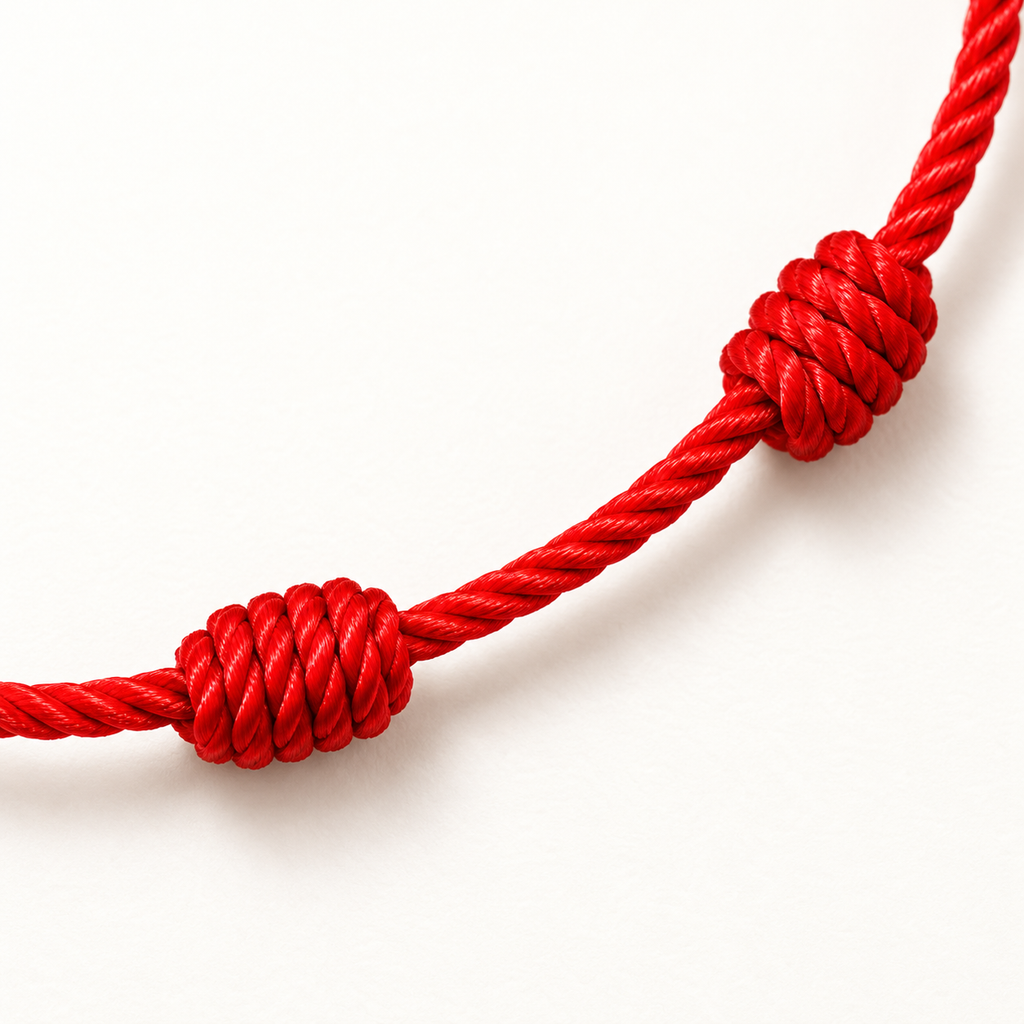 Detalle del cordón rojo y sus nudos