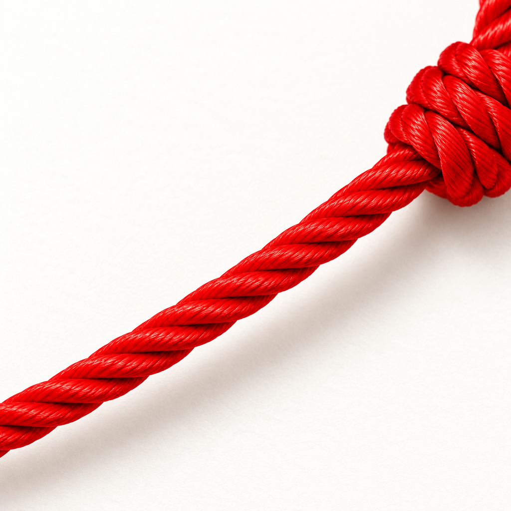 Detalle del cordón rojo y sus nudos