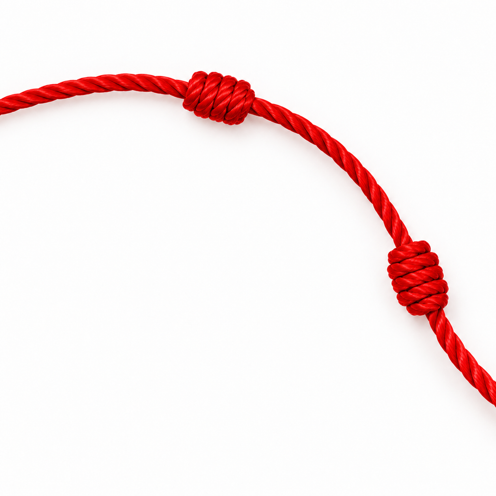 Detalle del cordón rojo y sus nudos