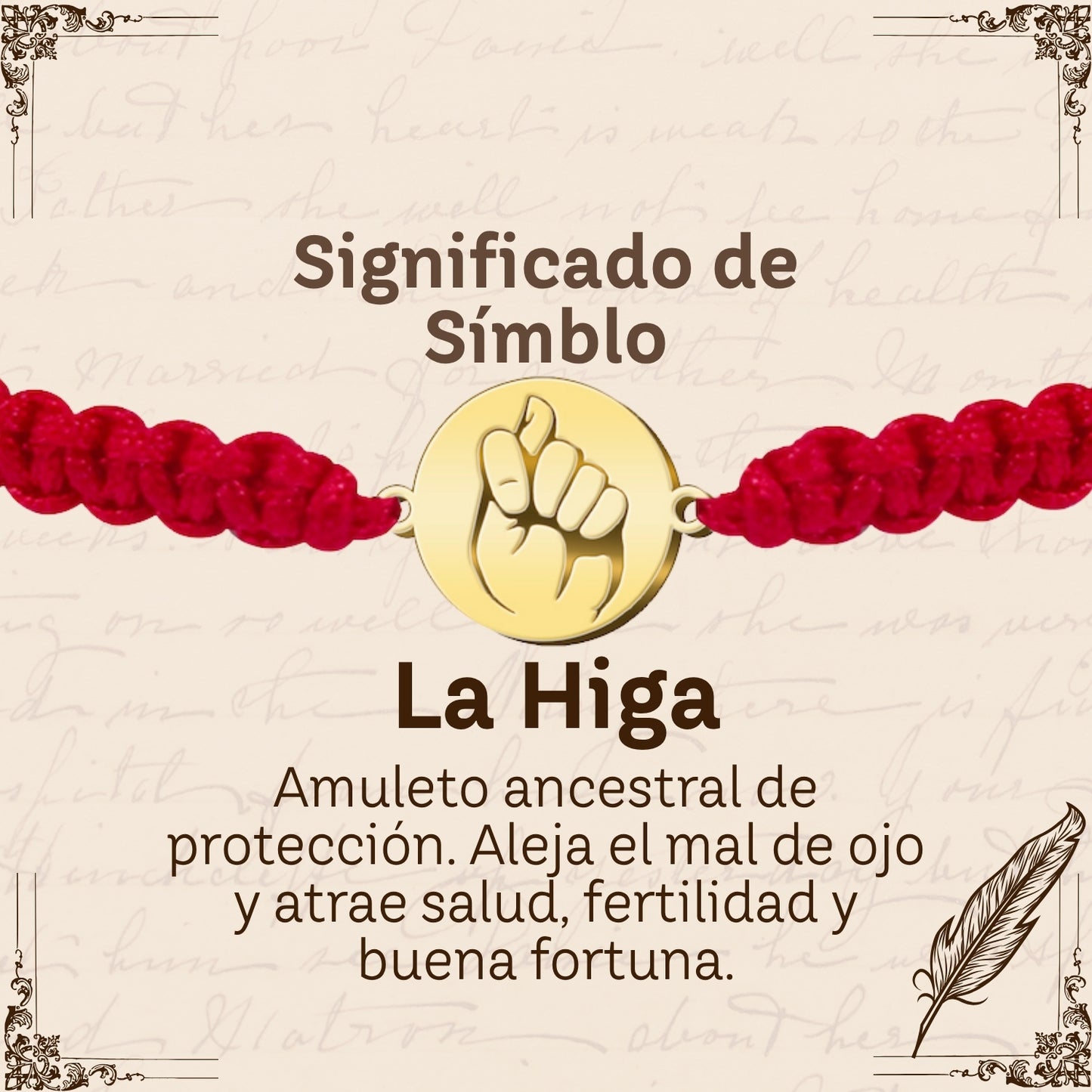 Pulsera Hilo Destino con La Higa Acero Dorado