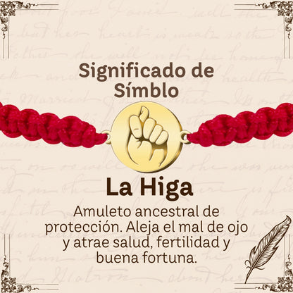 Pulsera Hilo Destino con La Higa Acero Dorado