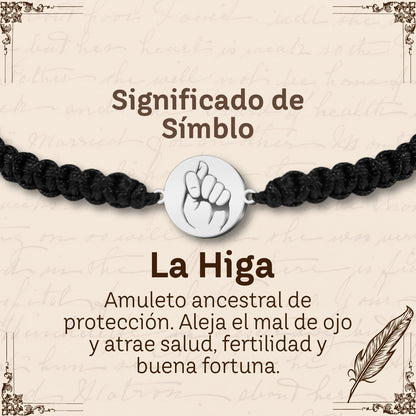 Pulsera Hilo Destino con La Higa Acero Plateado
