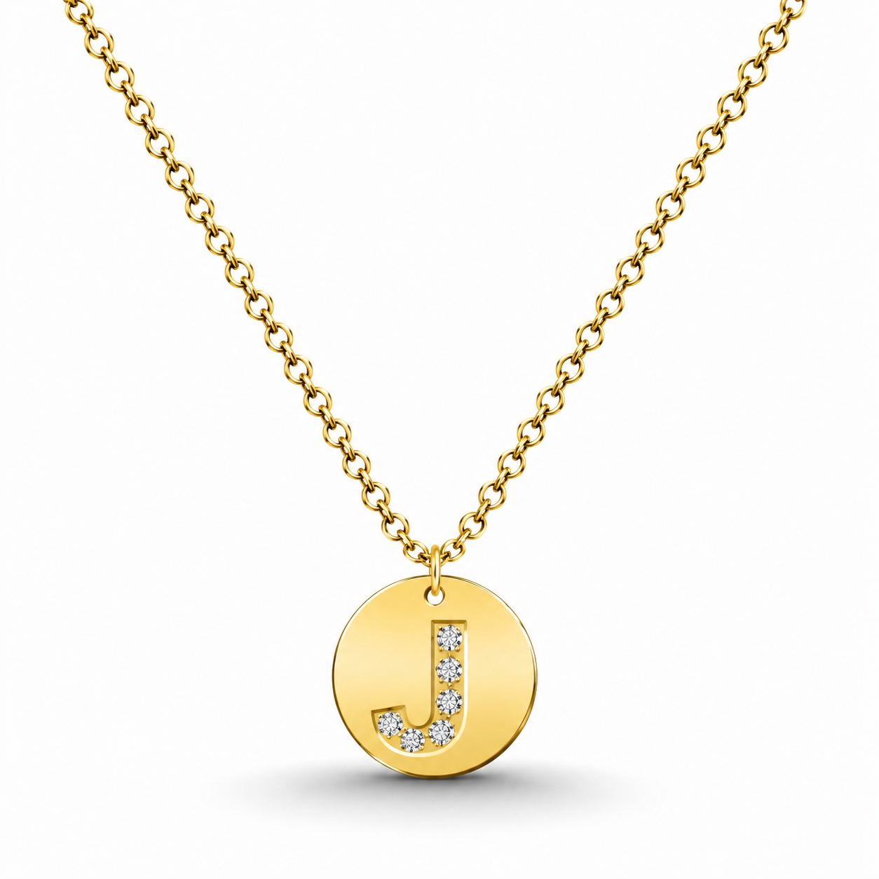 Collar Medalla de Letra Inicial con Circonitas