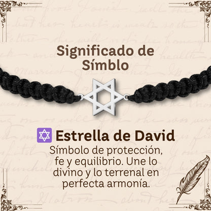 Pulsera Hilo Destino con Estrella David Acero Plateado