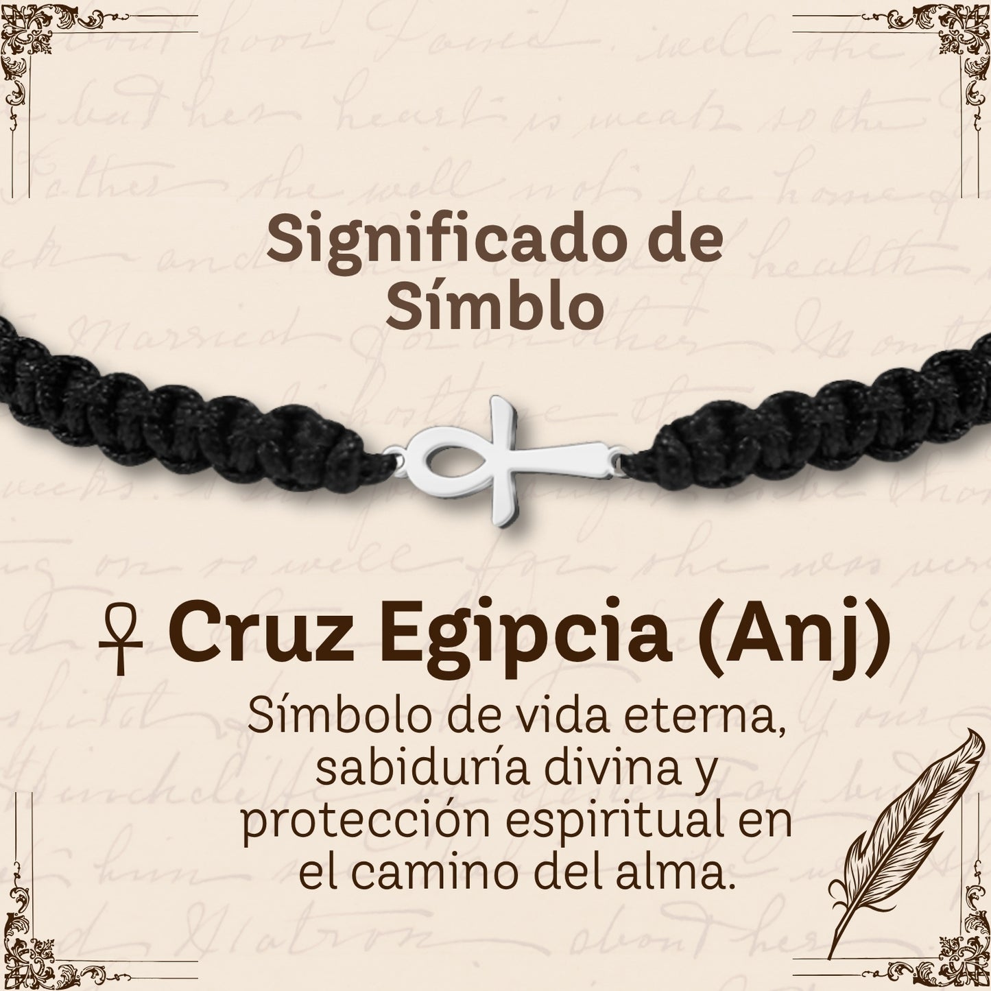 Pulsera Hilo Destino con Cruz Egipcia Acero Plateado