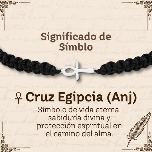 Pulsera Hilo Destino con Cruz Egipcia Acero Plateado - cotigo