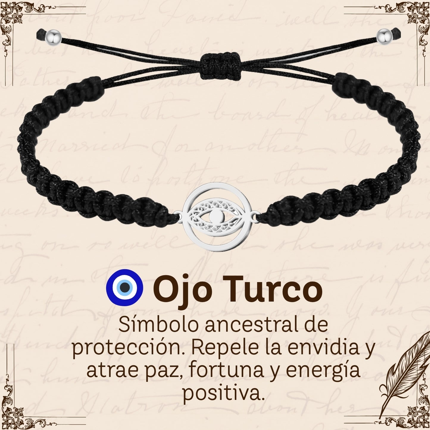 Pulsera Hilo Destino Hecho a Mano 🧵 con Amuleto de Suerte y Protección 🍀 en Acero Inoxidable 💎