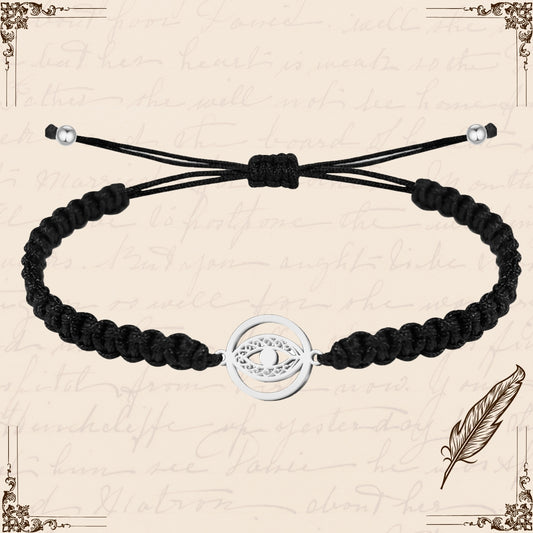 Pulsera Hilo Destino con Ojo Turco Acero Plateado
