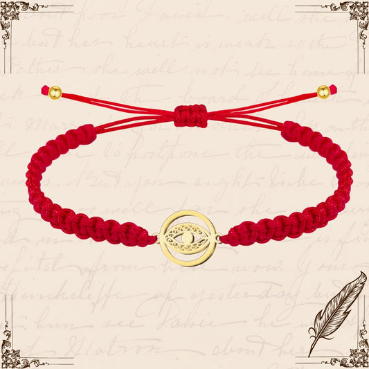 Pulsera Hilo Destino con Ojo Turco Acero Dorado