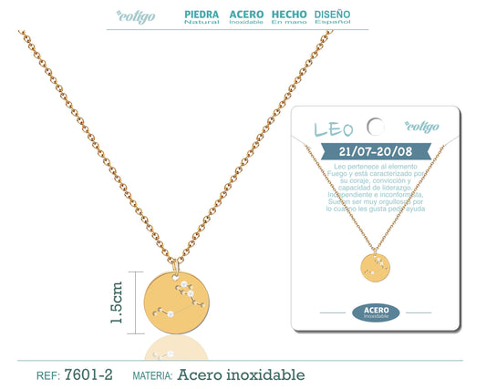 collar zodiaco Leo acero dorado