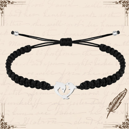 Pulsera Hilo Destino con Delfín Acero Plateado