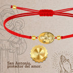 Pulsera Hilo Encerado con SAN ANTONIO color Dorado - cotigo