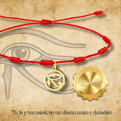 Pulsera 7 nudos con Ojo de Horus color Dorado