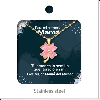 Collar Acero para Mujer con Tarjeta Diseñado , Colgante Con Circonita para Mamá,  Amor, Esposa, Amiga, Hija, Abuela. Regalo para Cumpleaños, Día de Madre, San Valentín, Navidad.