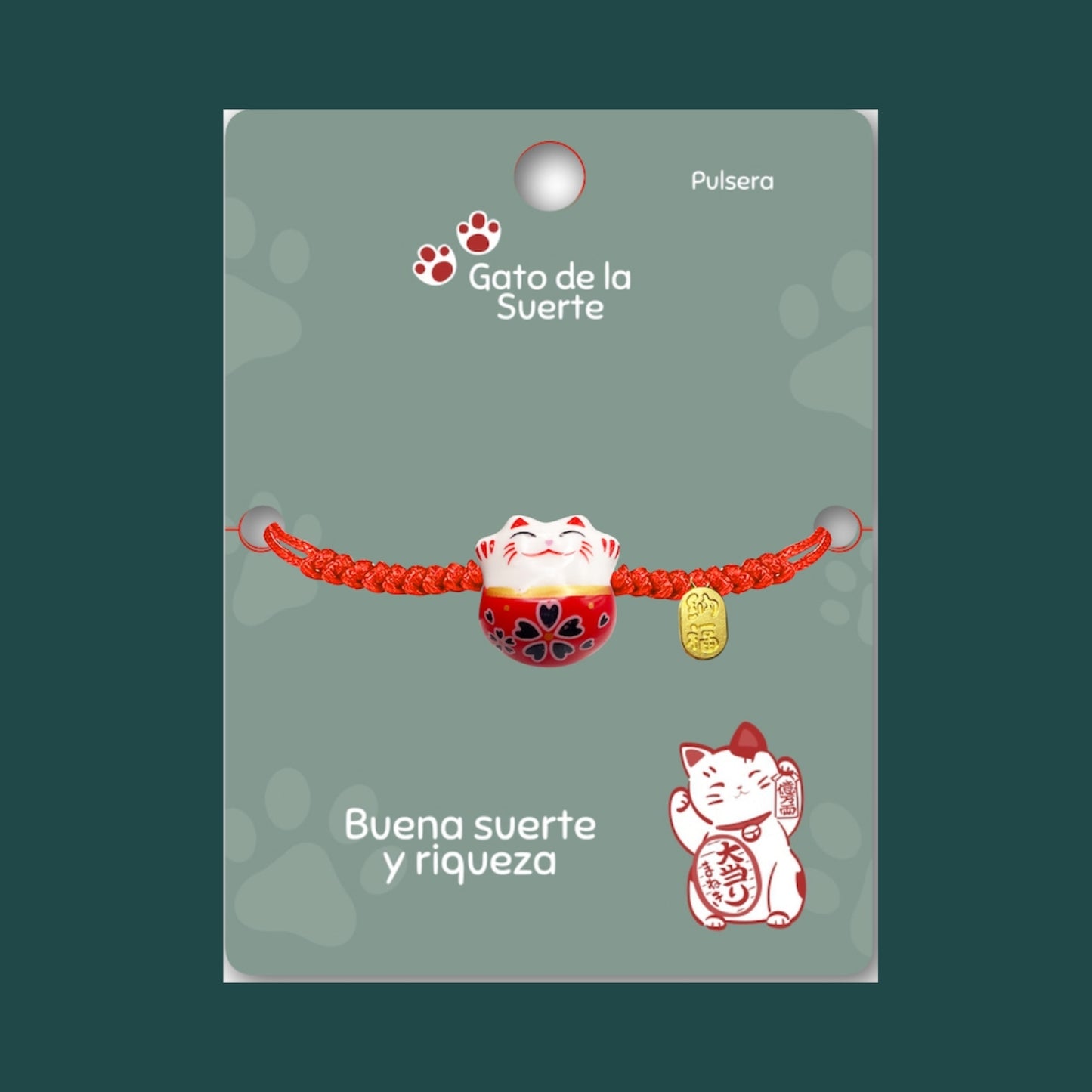 Pulsera Maneki-neko 🐱 |Pulsera Gato de la suerte| Amuleto de la suerte y protección | Hecha a mano con encanto oriental 💫