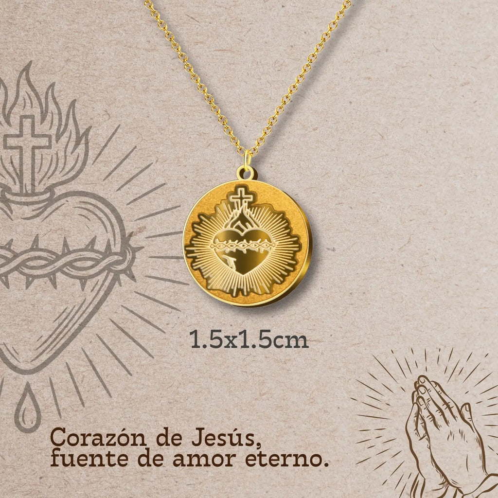 Colgante Acero CORAZON DE JESUS color Dorado - cotigo
