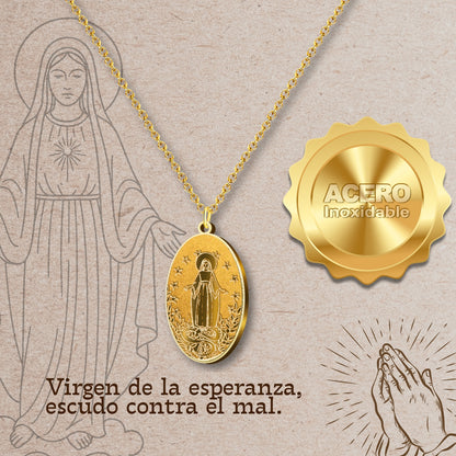 Colgante Acero VIRGEN DE FATIMA color Dorado