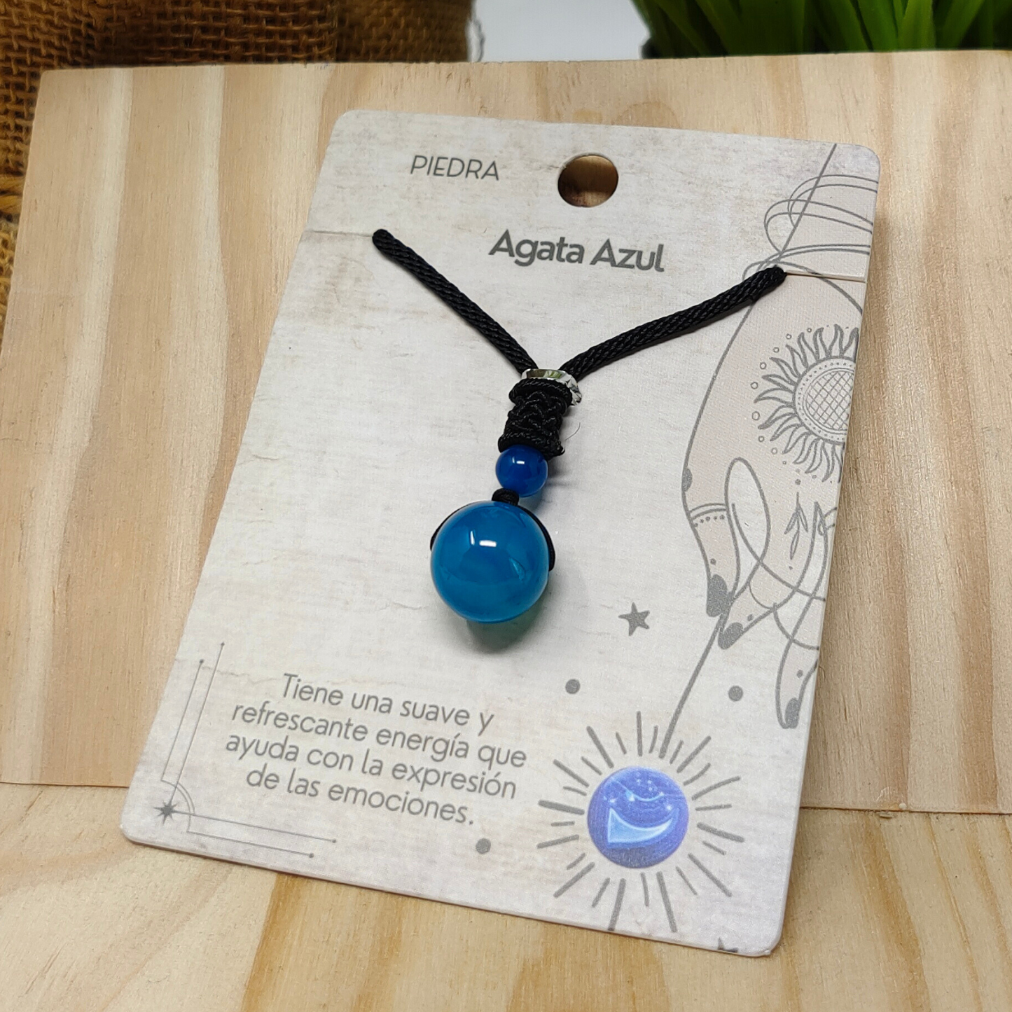 Colgante de Agata azul de bola 14mm