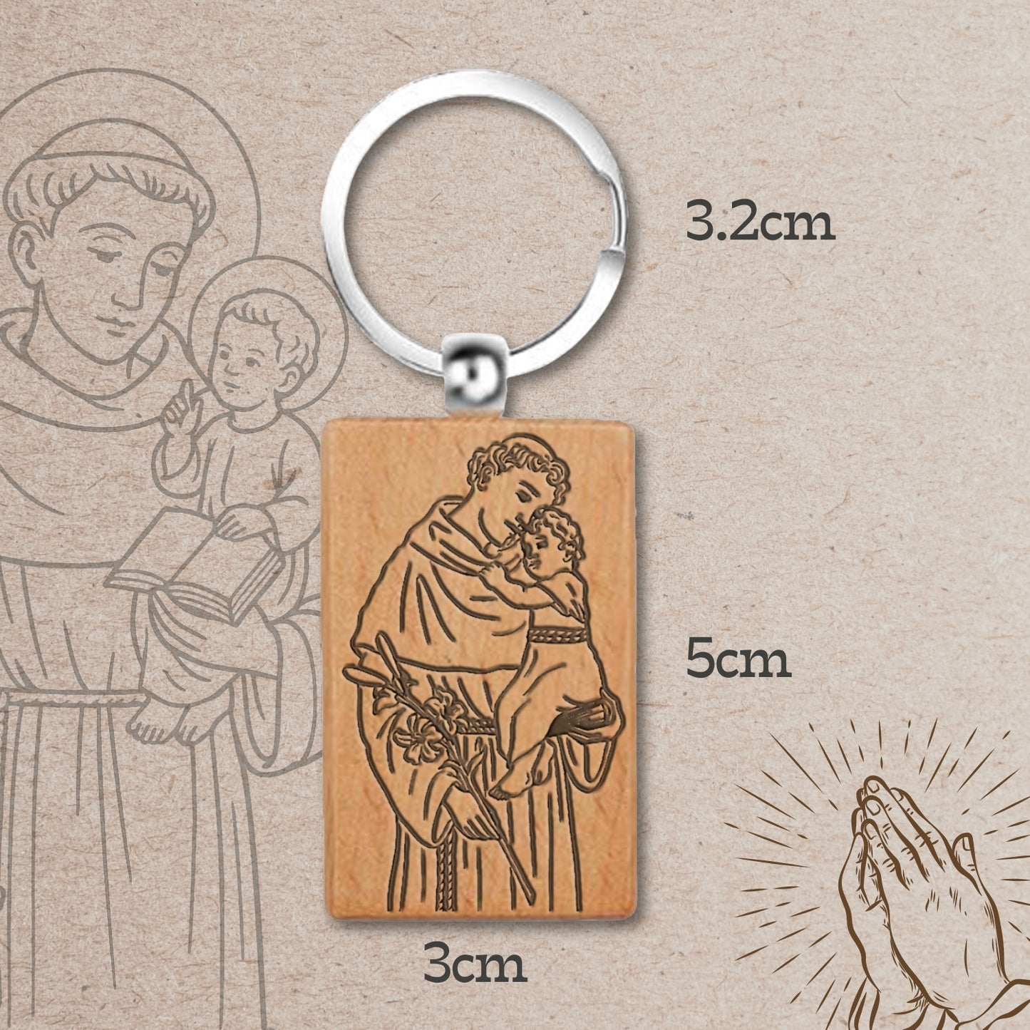 Chaveiro de madeira com SAN ANTONIO