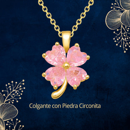Collar Acero y  colgante Cobre con Piedra Circonita para Regalar a Mamá