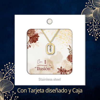 Colgante Letra Inicial I Acero con Circonita color Dorado